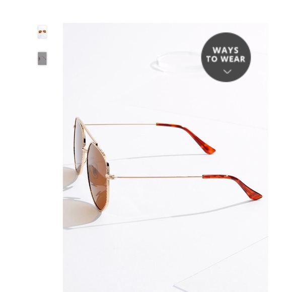 Textured Aviator Sunglasses. Gold - Picture 6 of 7